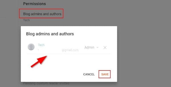 Blogger Admins and Authors Setting