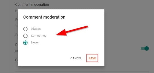 Blogger Comment Moderation Setting