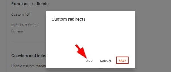 Blogger Custom Redirects Setting