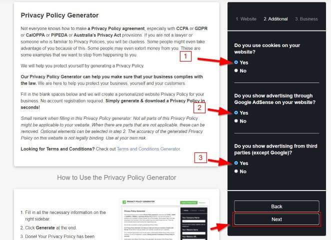 How to Create Privacy Policy for Website - Step 3
