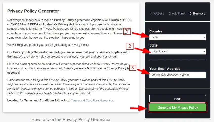 How to Create Privacy Policy for Website - Step 4