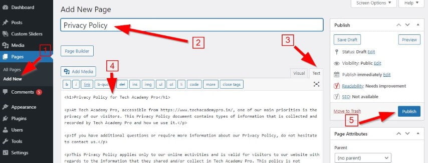 How to Create Privacy Policy for WordPress