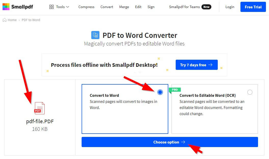Convert PDF to Word - Upload File