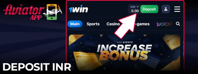 Deposit INR into the casino app to play Aviator