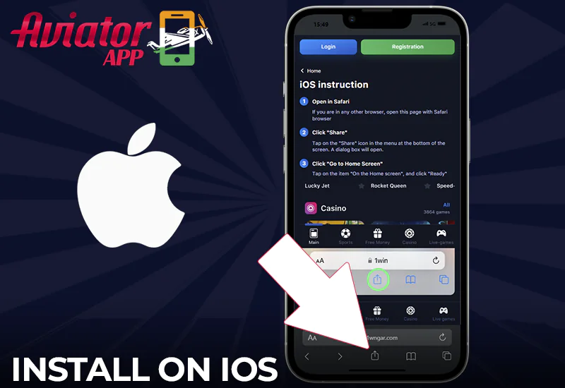 Installation of the 1win Mobile Aviator App on iOS