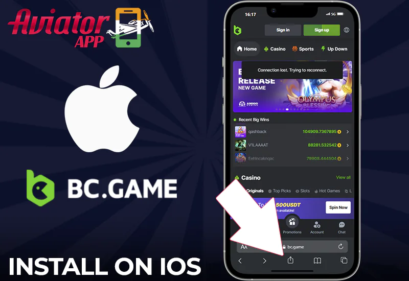 Installation of the BC.Game Mobile Aviator App on iOS