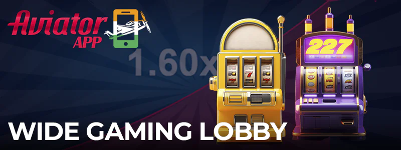 Wide game lobby of the casino apps used to play Aviator
