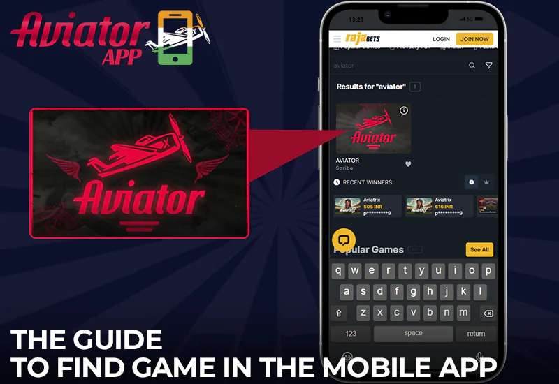 Instructions for finding Aviator in the Rajabets mobile app